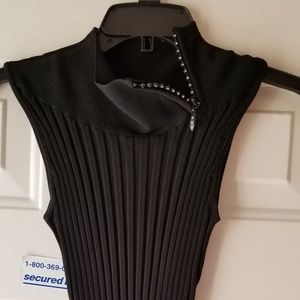 NWOT Black angle zip top w/rhinestone accents.